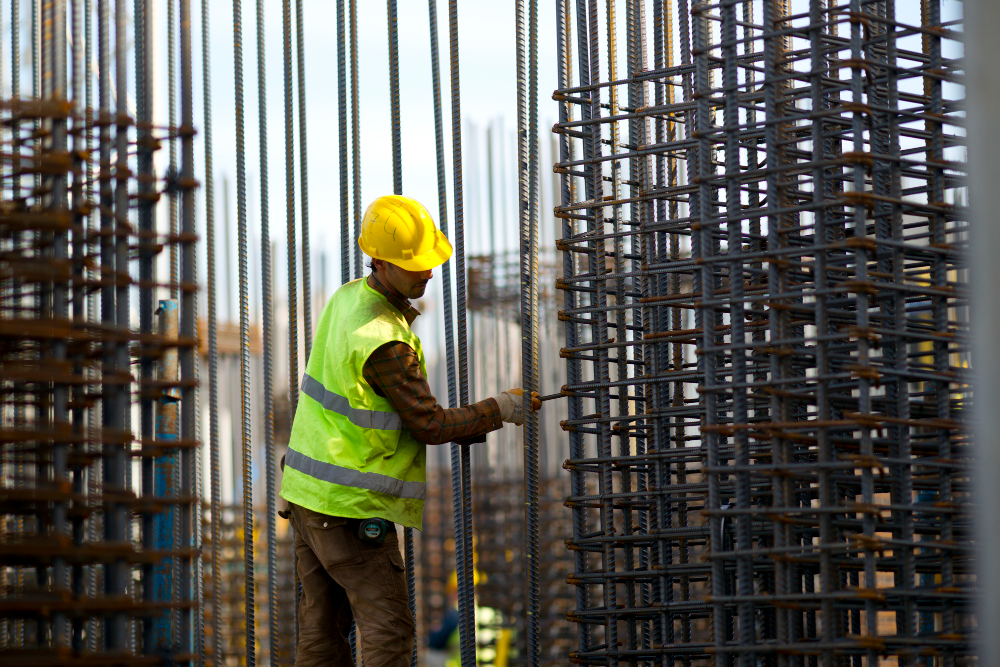 Engenheiro observando construção civil